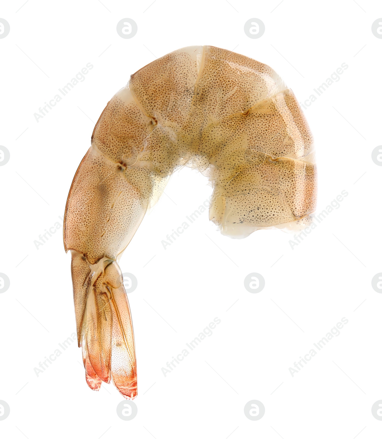 Photo of Fresh raw shrimp isolated on white. Healthy seafood