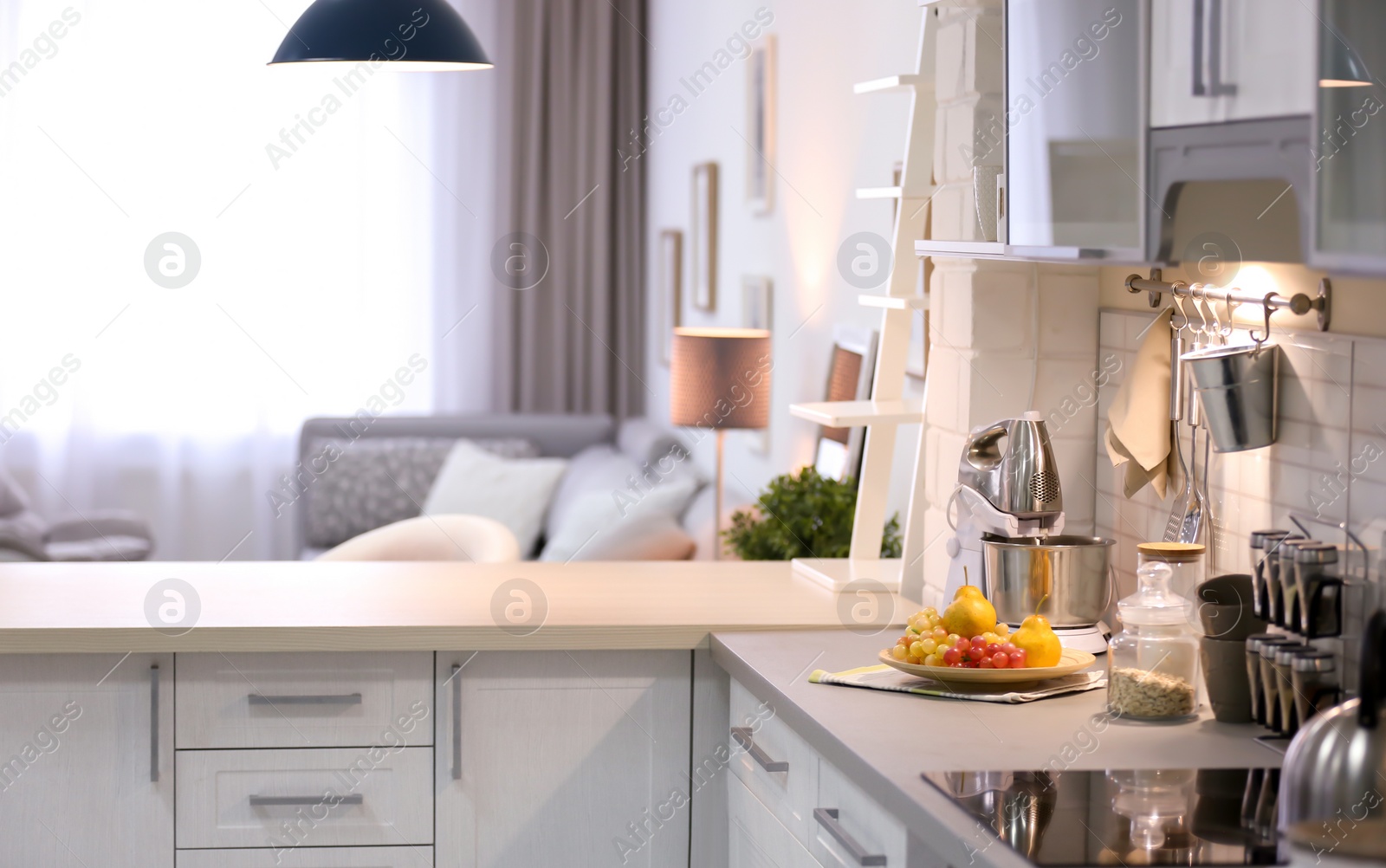 Photo of Modern kitchen interior in stylish apartment