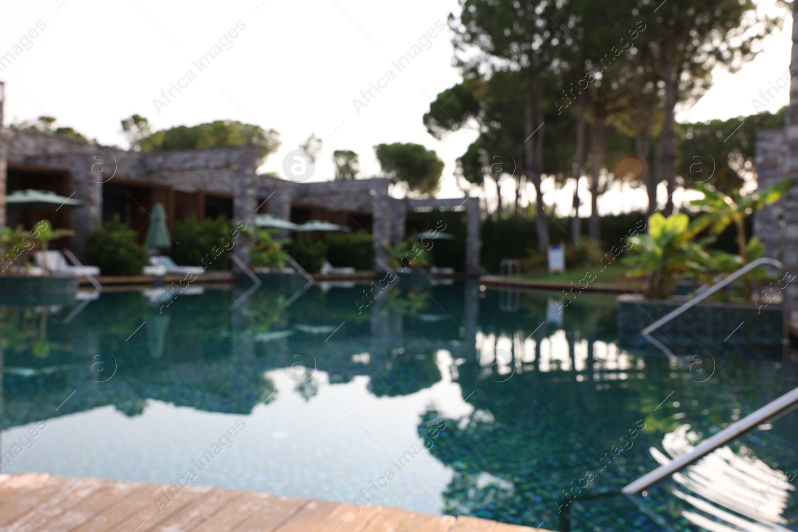 Photo of Outdoor swimming pool at resort, blurred view