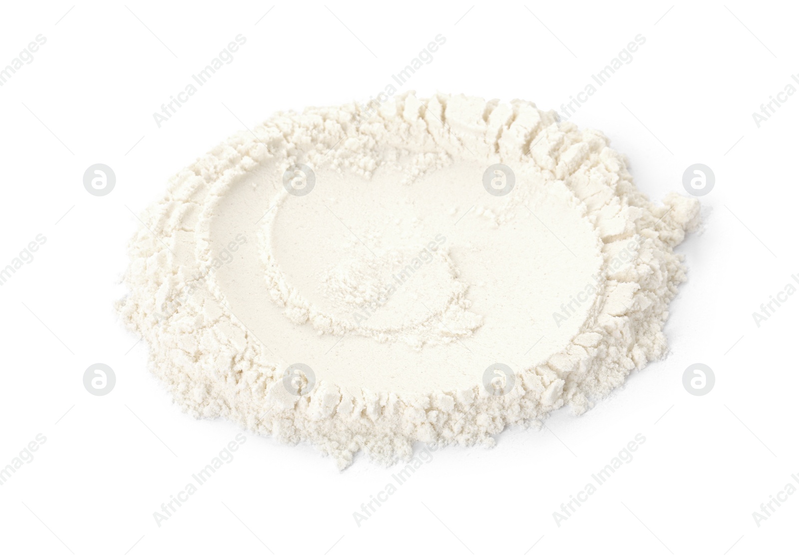 Photo of Baking powder isolated on white. Cooking ingredient