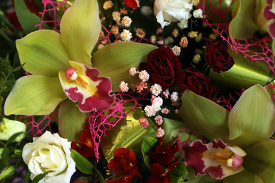 Beautiful fresh flowers as background. Floral decor