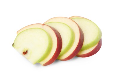 Slices of ripe apples isolated on white