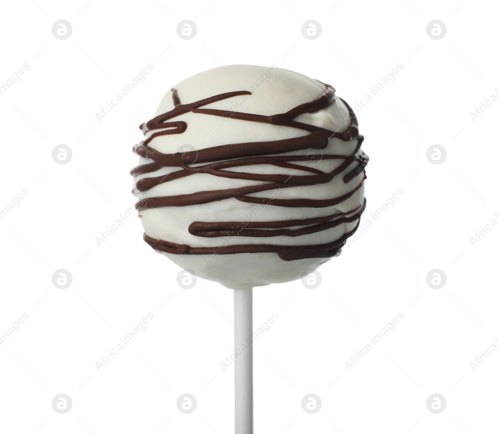 Photo of Tasty cake pop decorated with chocolate isolated on white