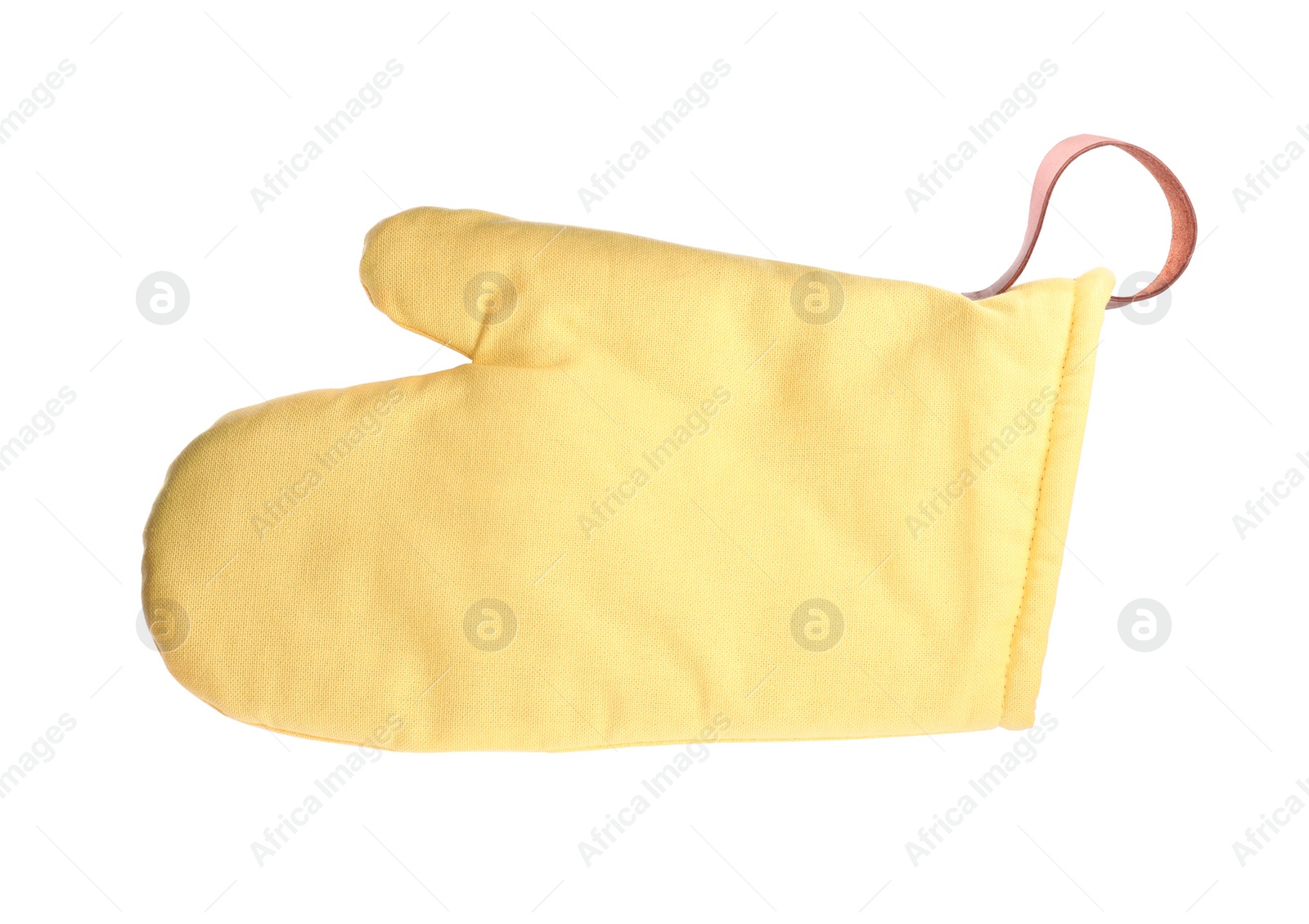 Photo of Oven glove for hot dishes isolated on white, top view