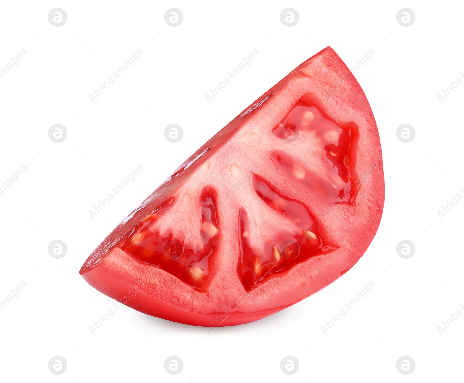 Photo of Piece of red ripe tomato isolated on white