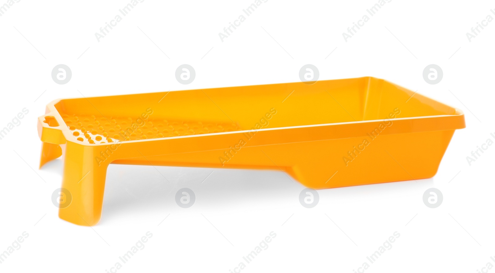 Photo of Empty plastic paint tray on white background