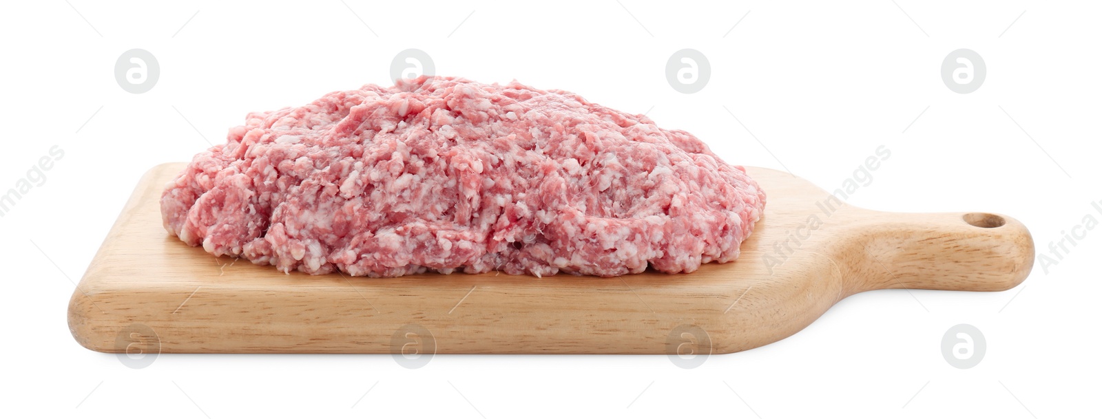 Photo of Raw fresh minced meat isolated on white