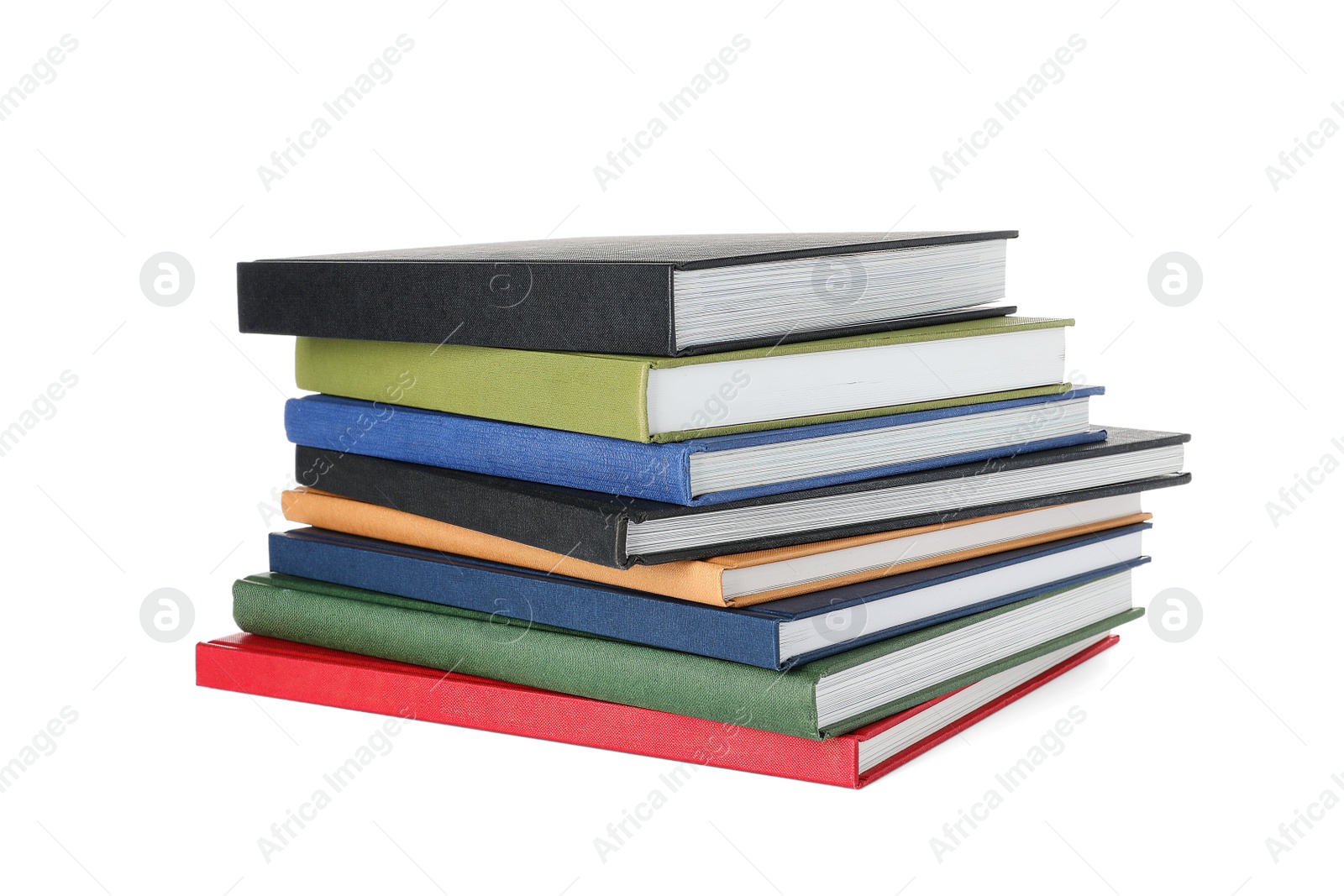 Photo of Stack of hardcover books on white background