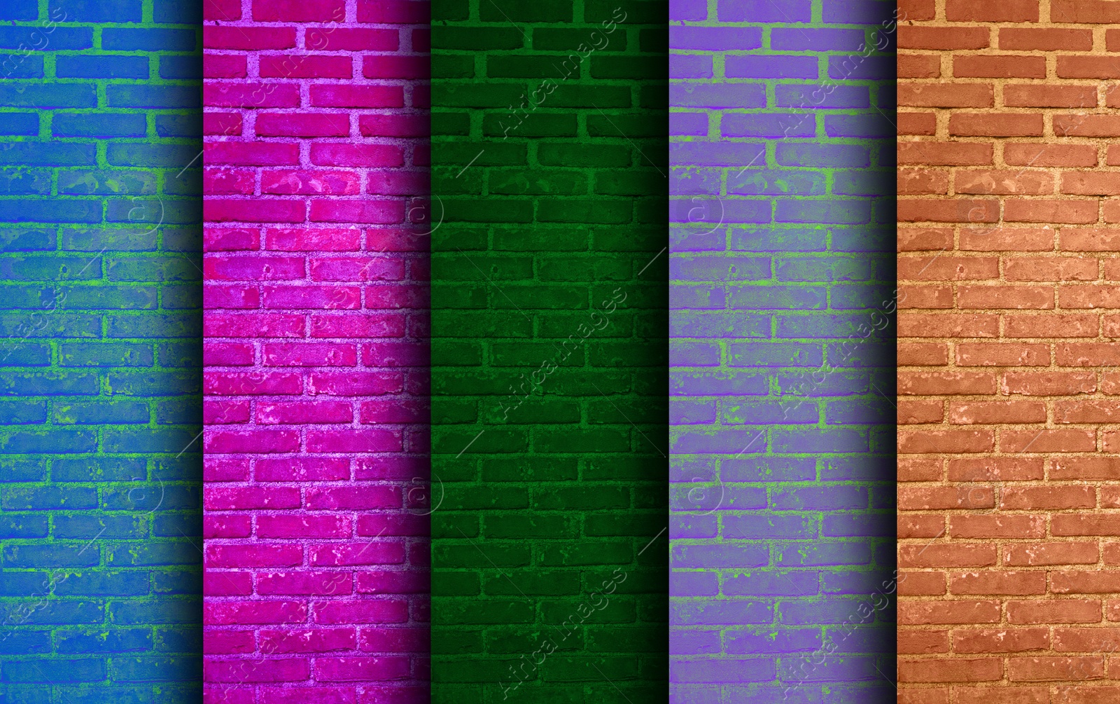 Image of Collage of brick wall textures in different colors