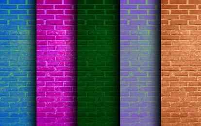 Image of Collage of brick wall textures in different colors