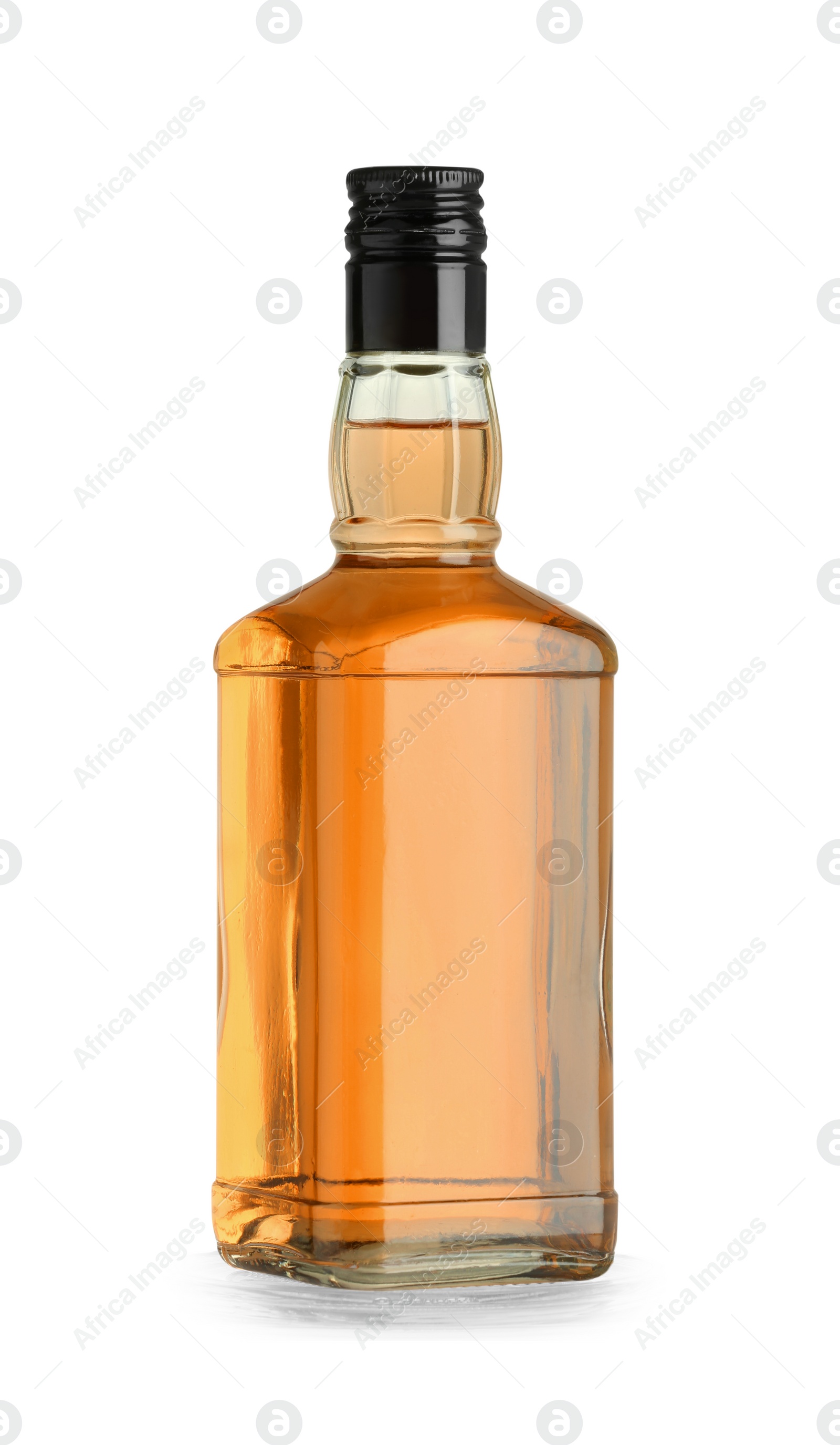 Photo of Bottle of whiskey isolated on white. Alcoholic drink