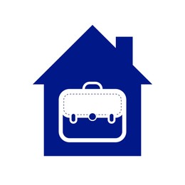 Illustration of Work from home.  house and briefcase on white background