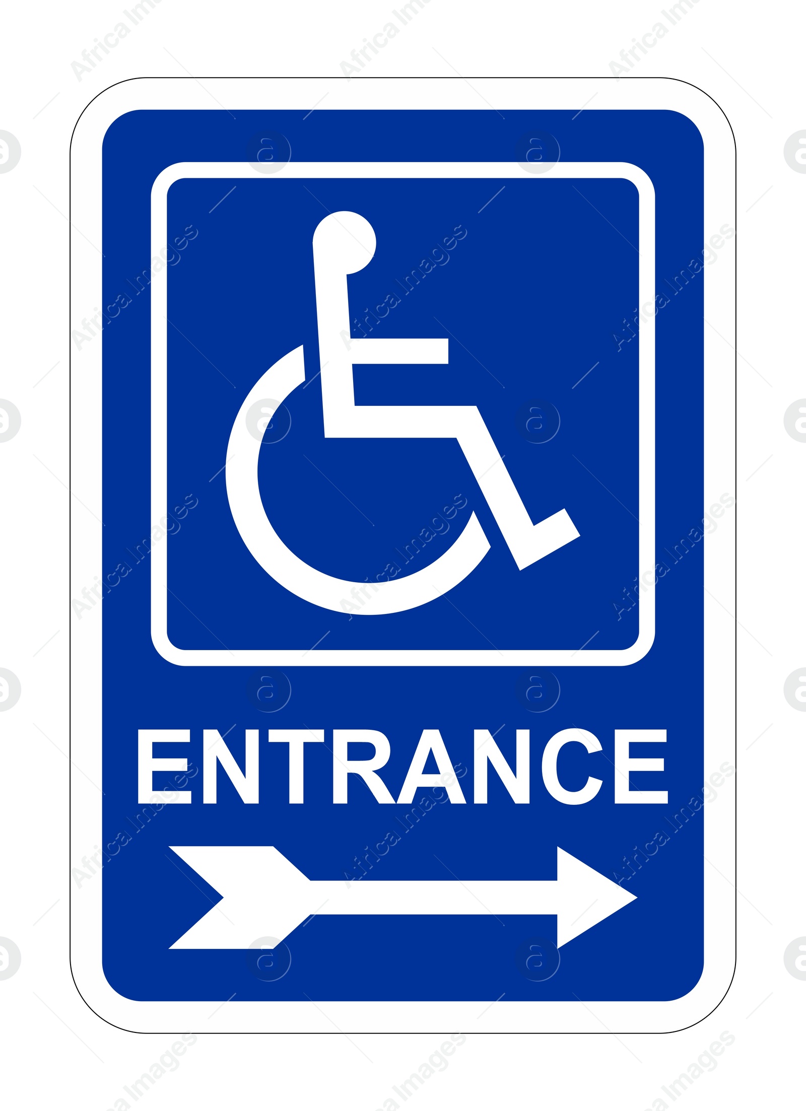 Illustration of Traffic sign HANDICAPPED ENTRANCE on white background, illustration