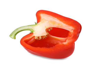 Cut red bell pepper isolated on white
