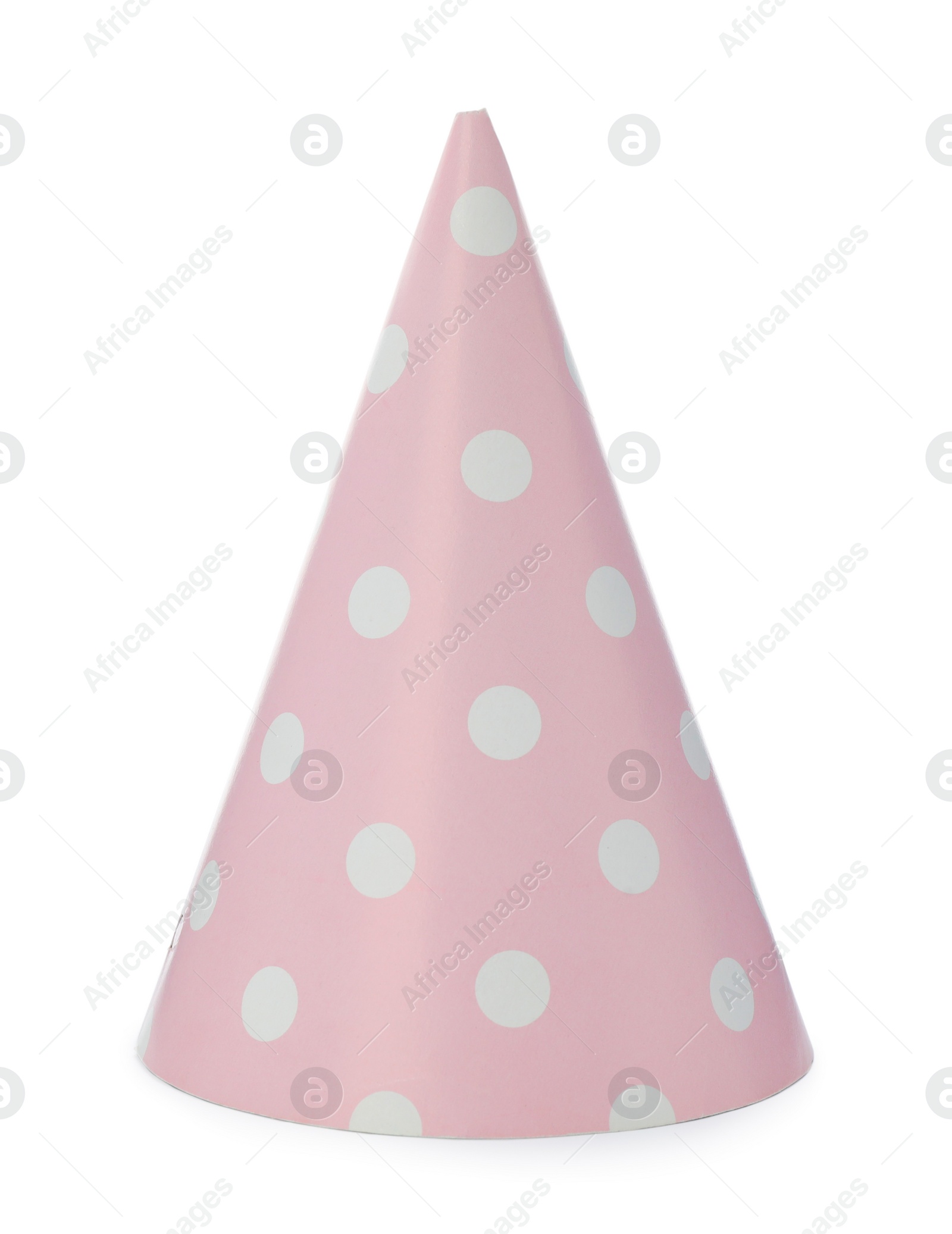 Photo of Bright party hat isolated on white. Festive accessory