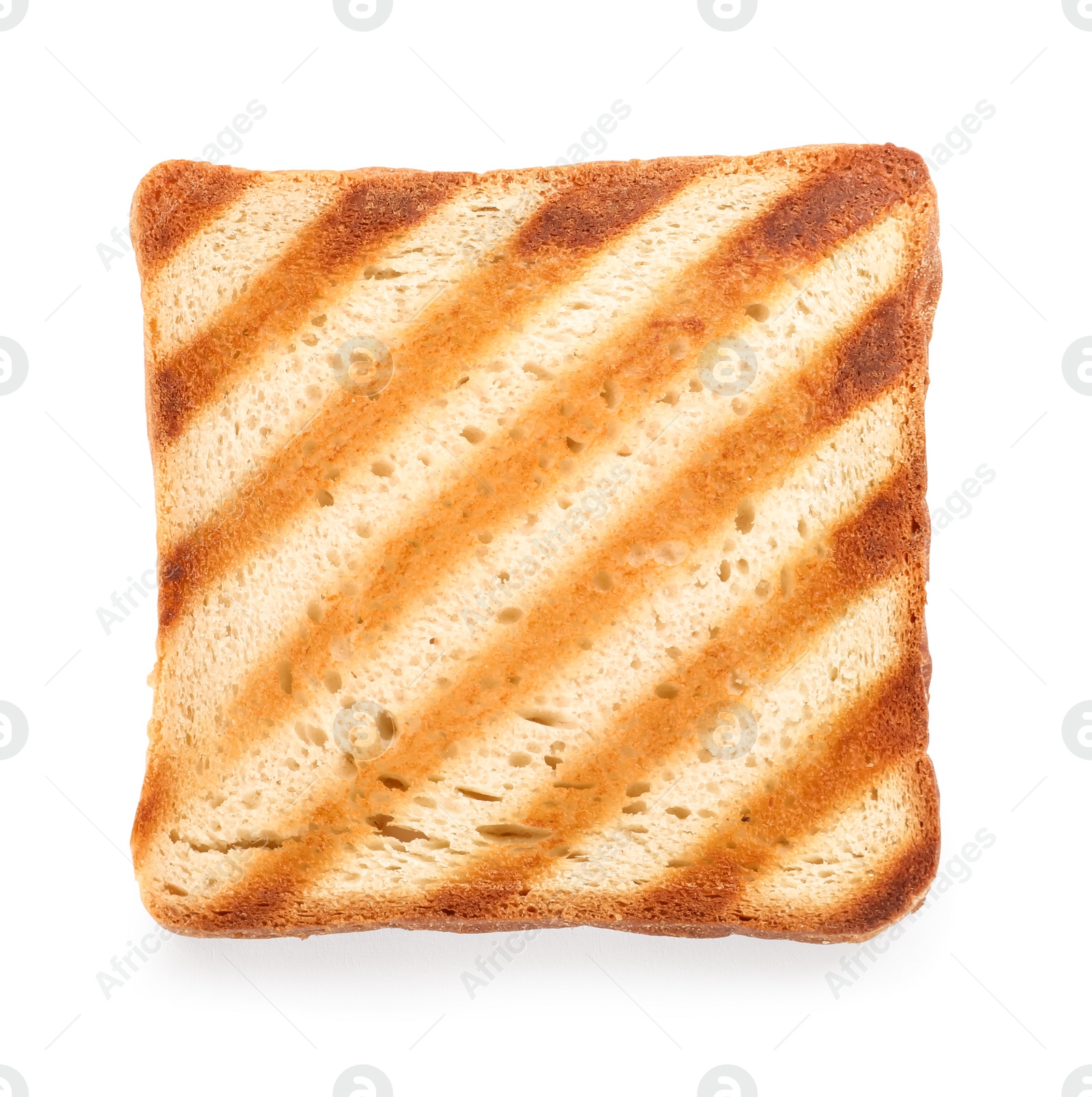 Photo of Slice of delicious toasted bread isolated on white