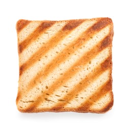 Photo of Slice of delicious toasted bread isolated on white