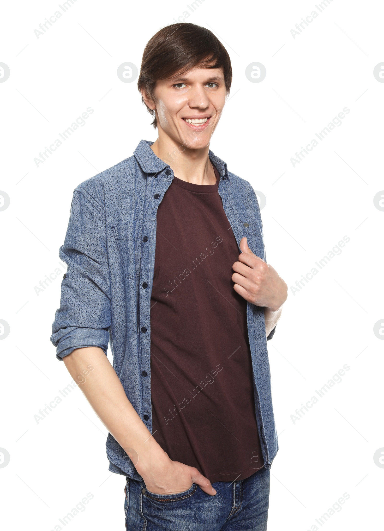 Photo of Portrait of confident young man on white background