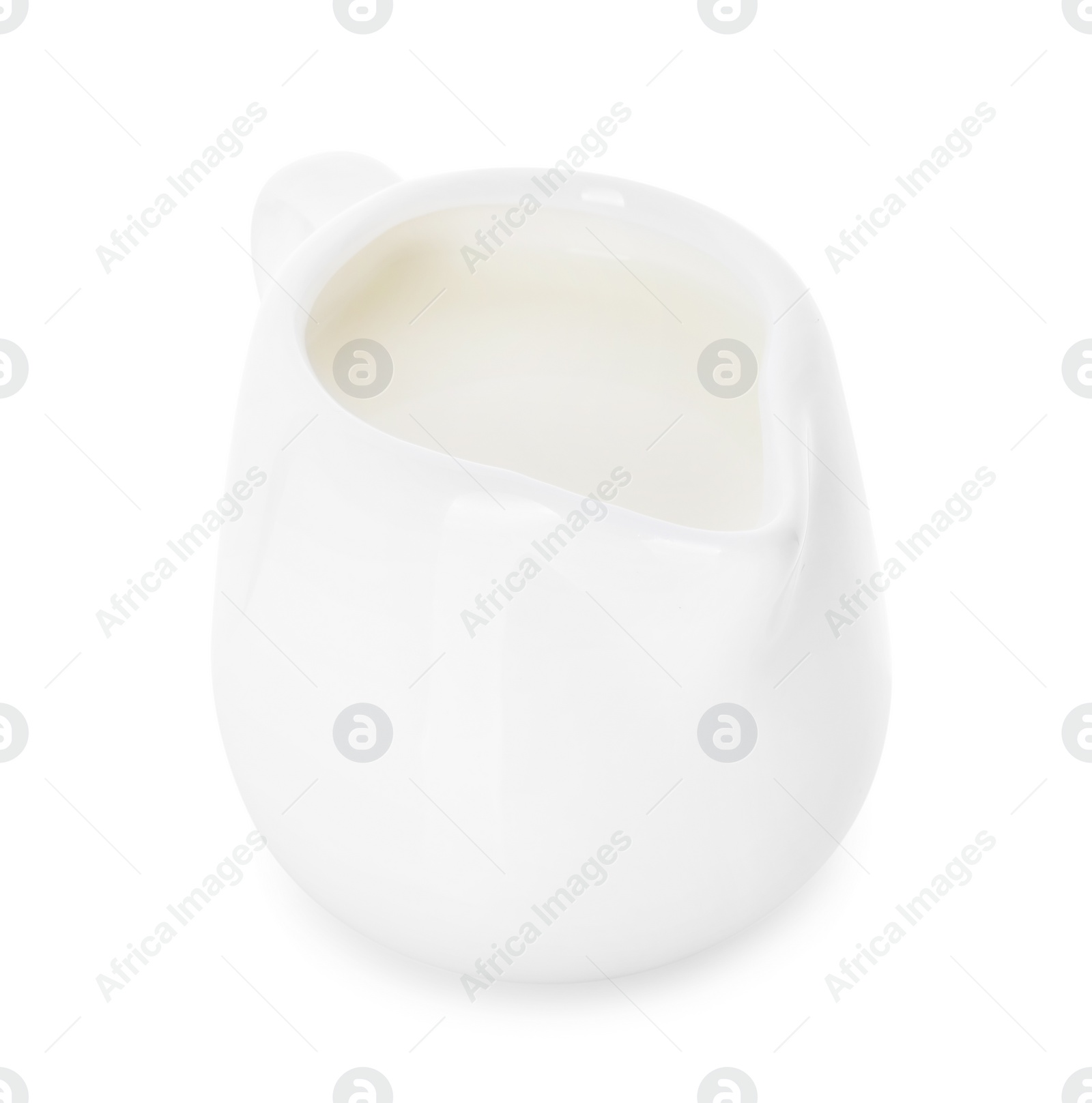 Photo of Jug of fresh milk isolated on white