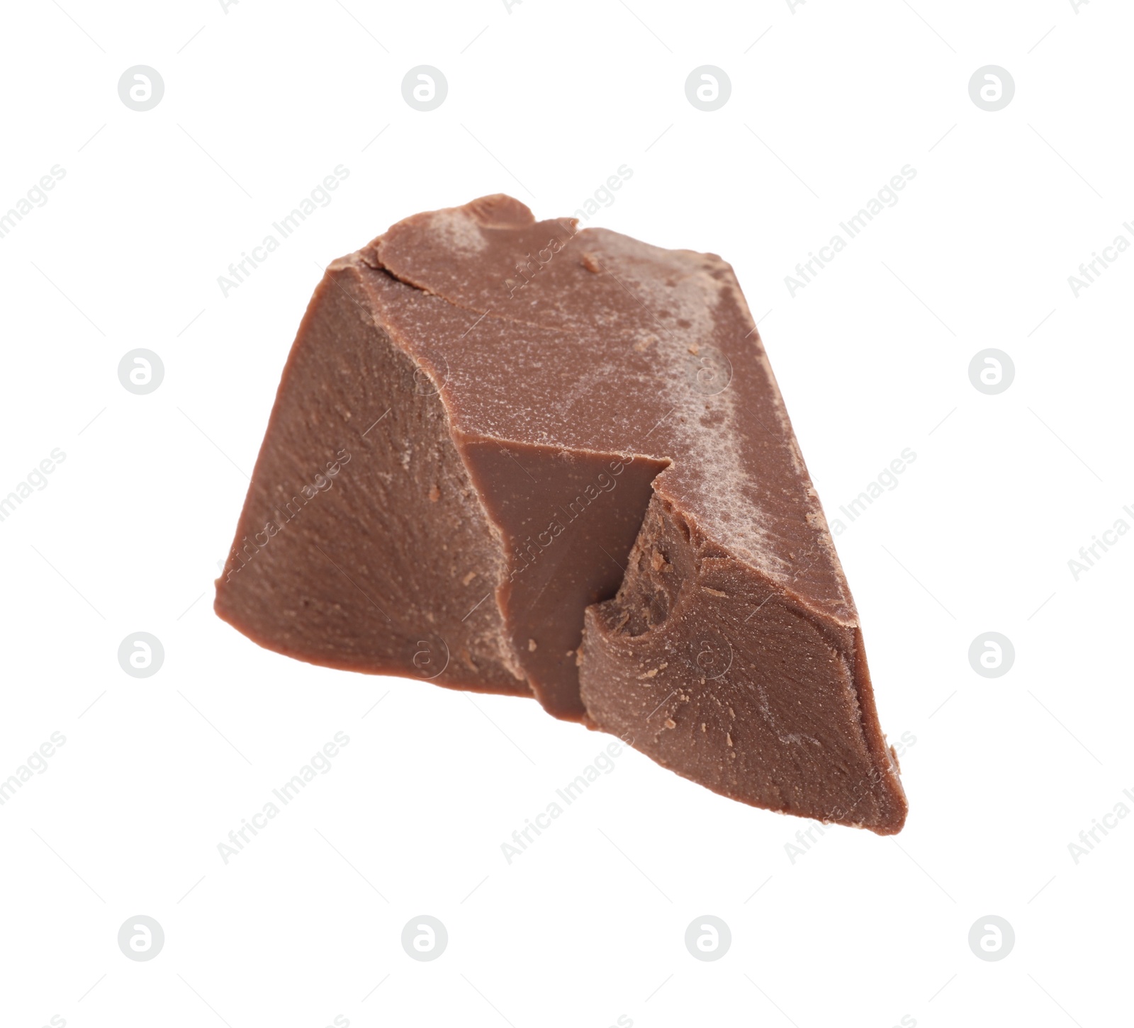 Photo of Piece of tasty milk chocolate isolated on white