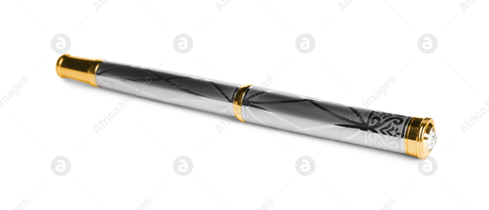 Photo of Beautiful ornate fountain pen isolated on white