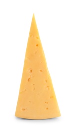 Photo of Piece of delicious cheese on white background