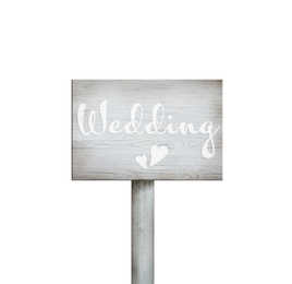 Wooden plaque with inscription Wedding isolated on white 