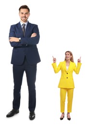 Image of Big man and small woman on white background