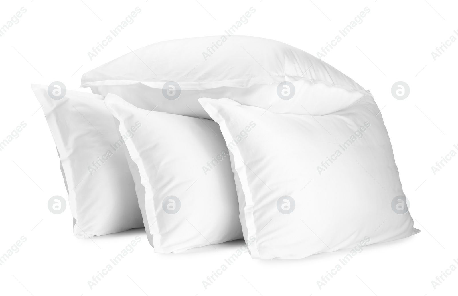 Photo of Many new soft pillows isolated on white