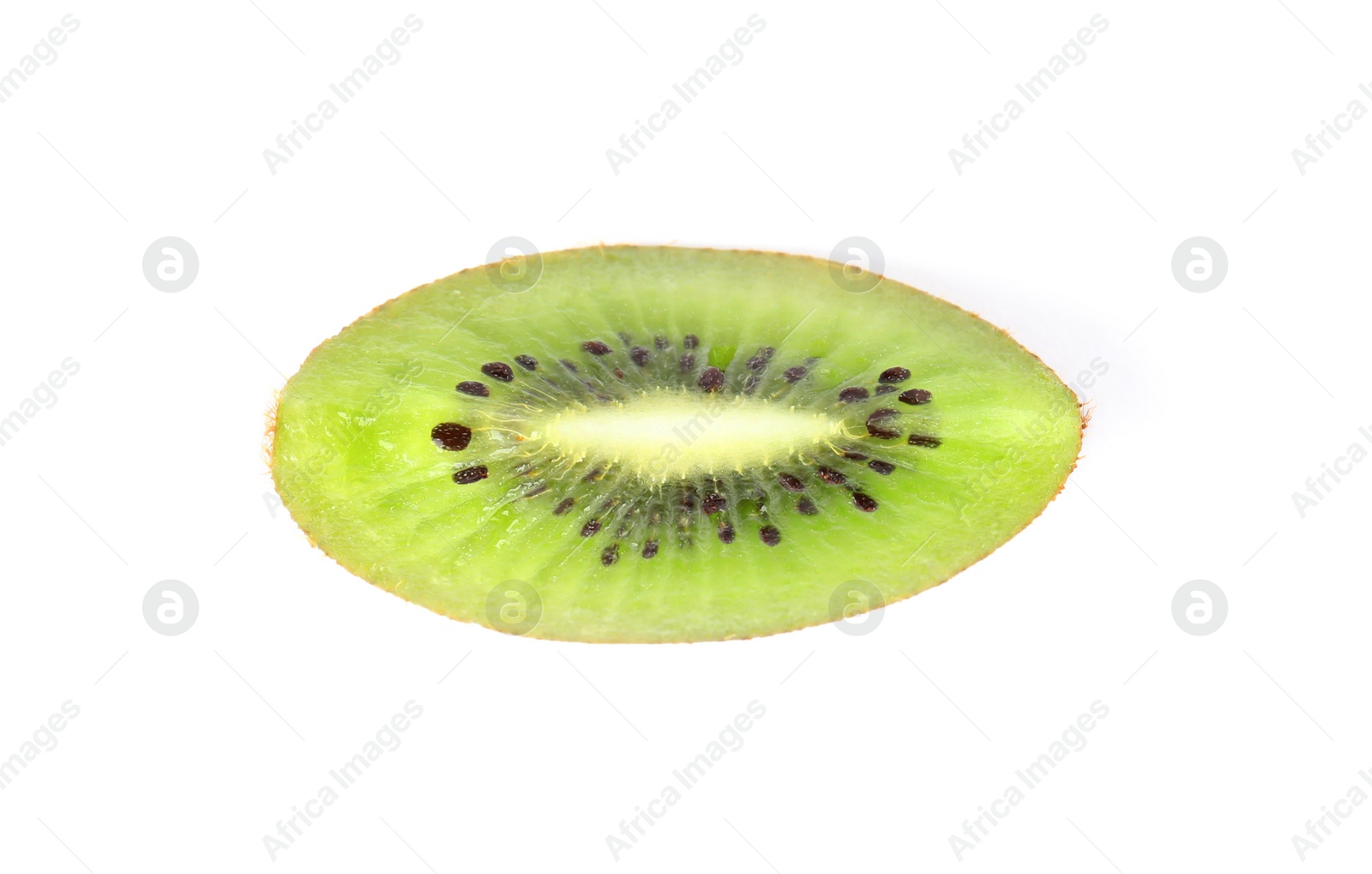 Photo of Slice of fresh kiwi isolated on white, top view