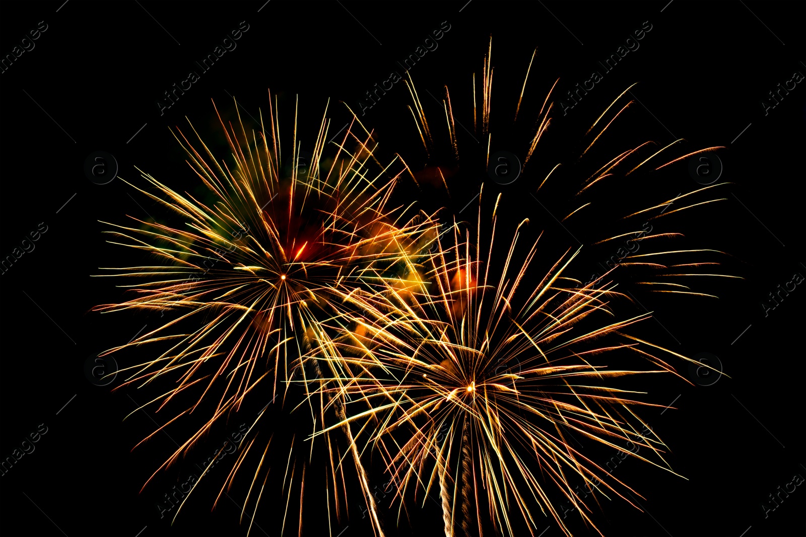 Image of Beautiful bright fireworks lighting up night sky