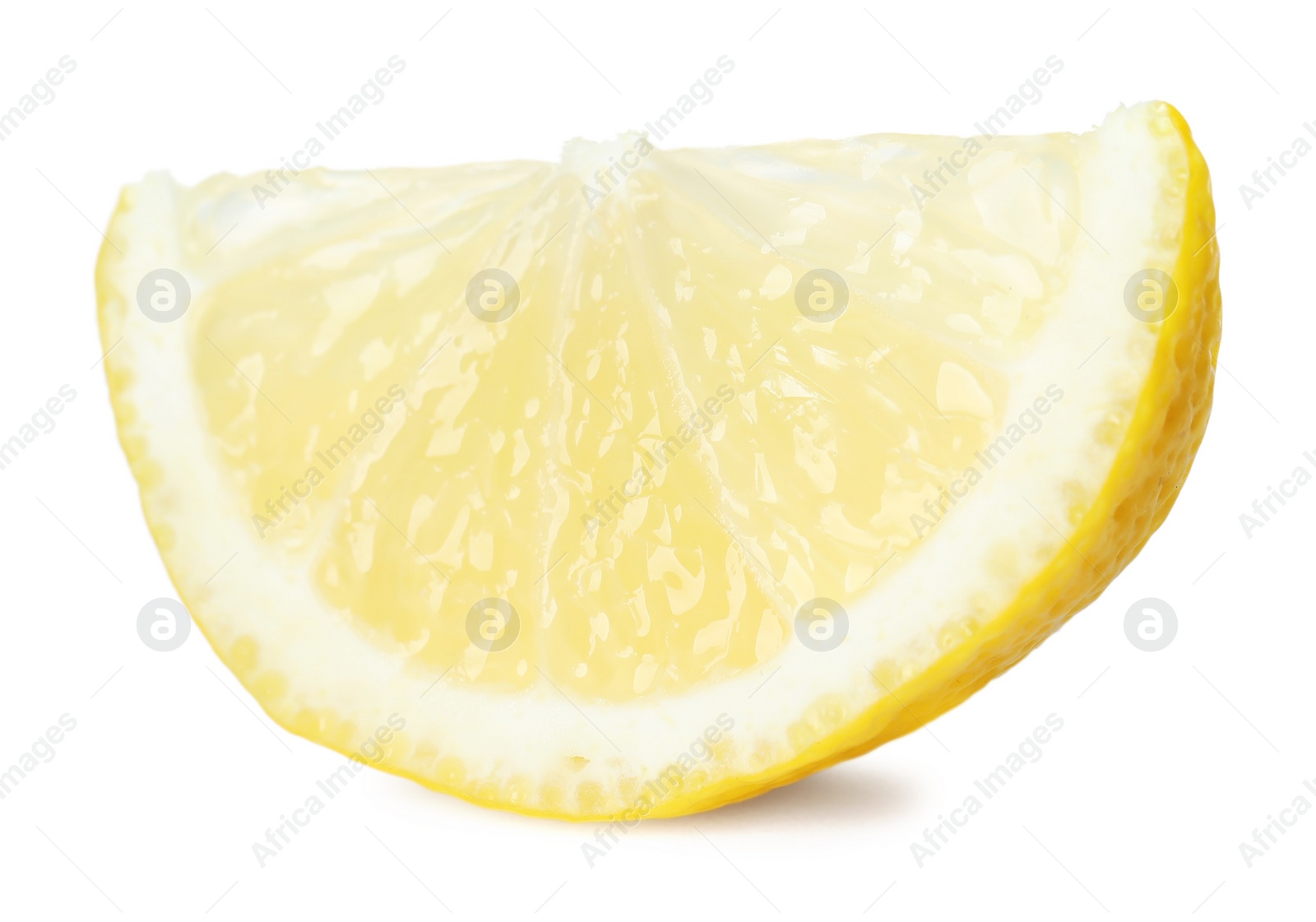 Photo of Slice of fresh lemon isolated on white