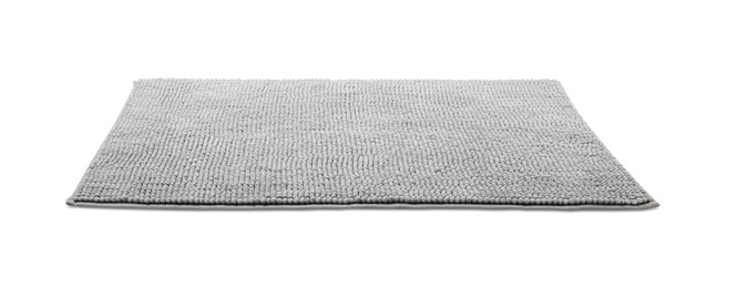 Grey soft bath mat isolated on white