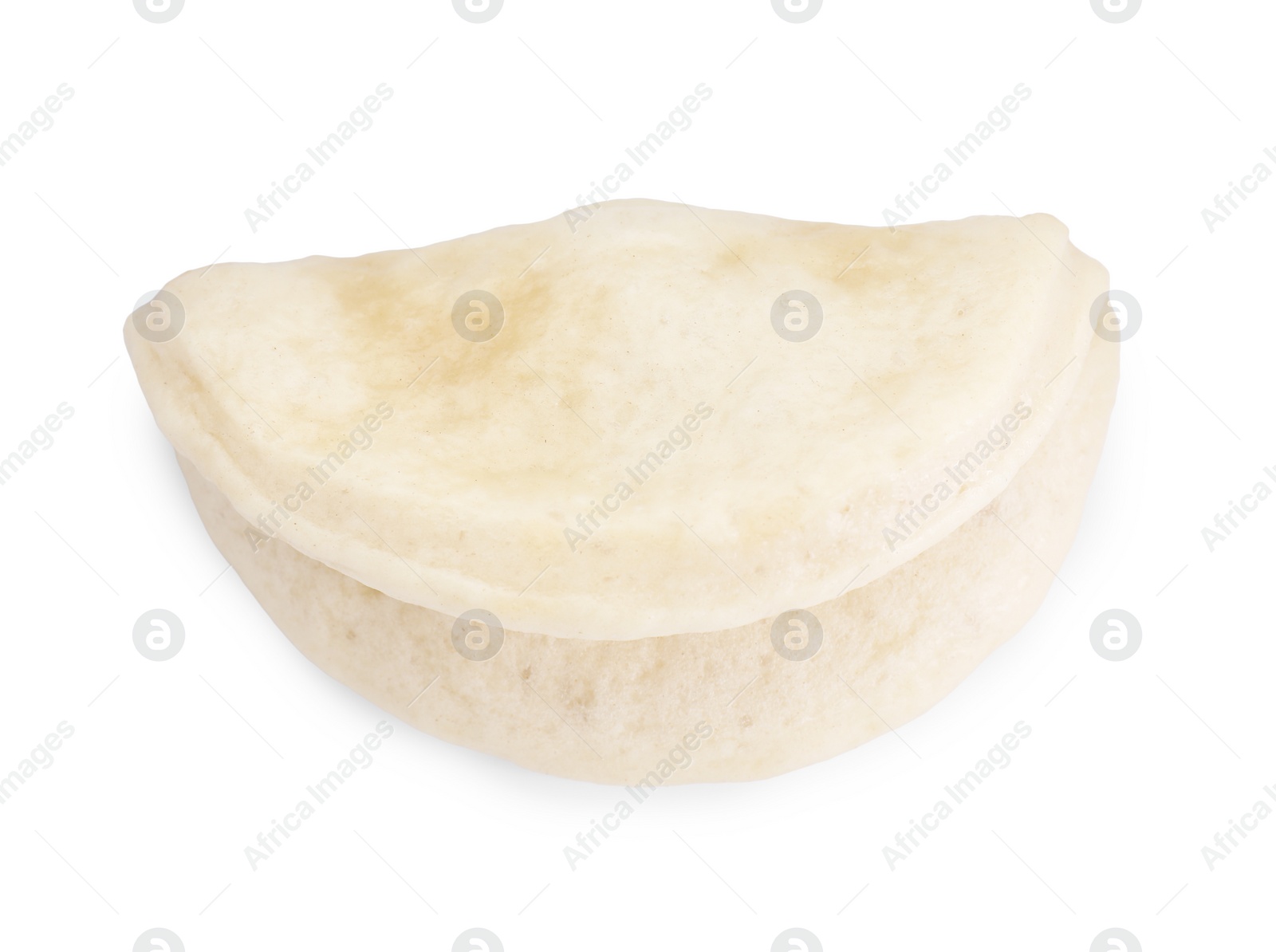 Photo of One lotus leaf bun isolated on white, top view