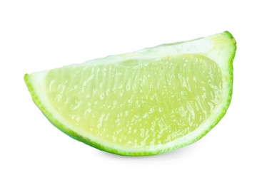 Photo of Slice of fresh green ripe lime isolated on white