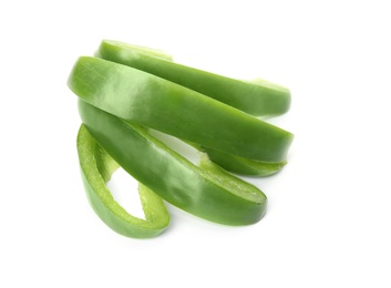 Photo of Cut ripe paprika pepper on white background