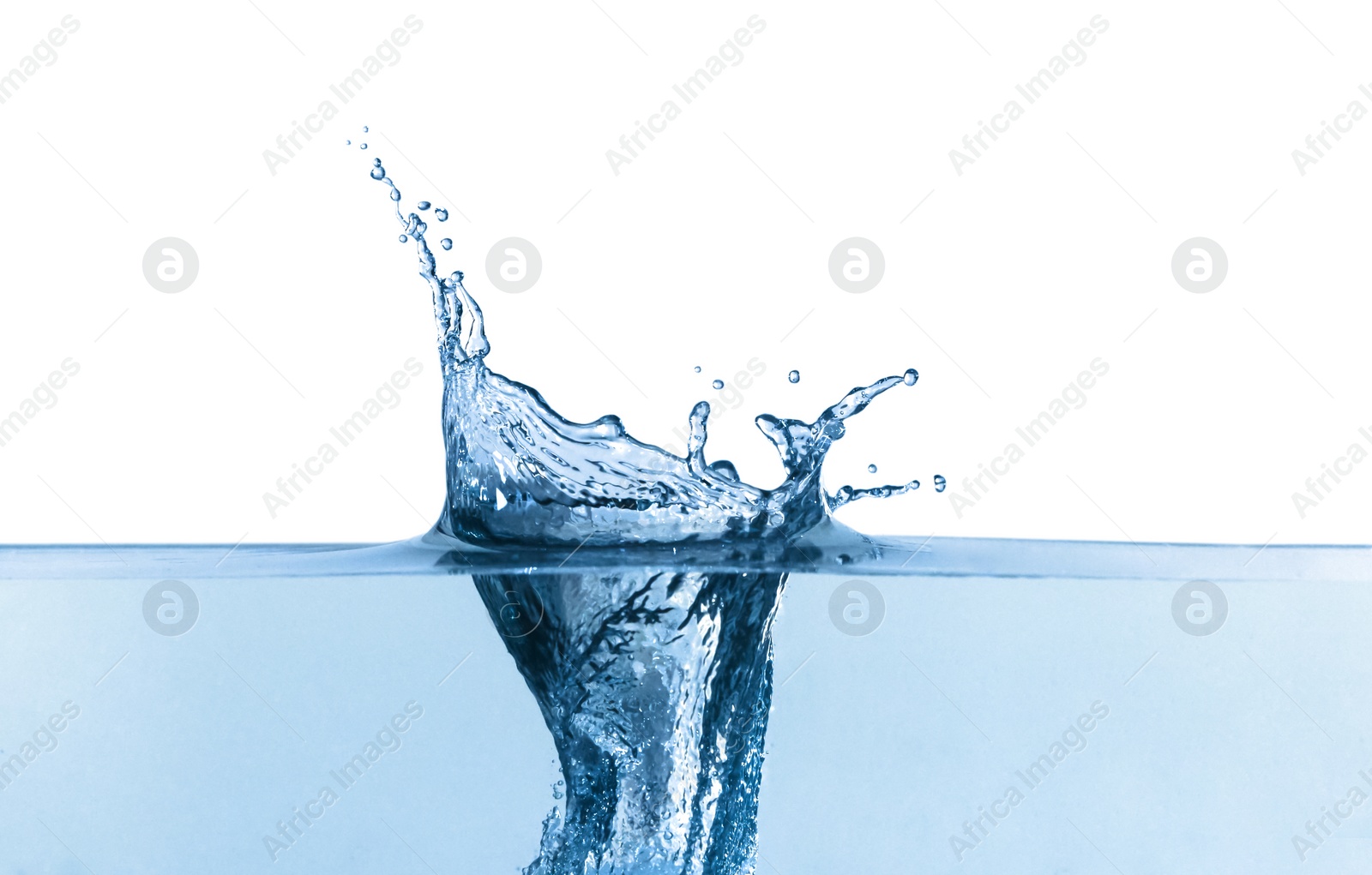 Photo of Splash of pure water on white background, closeup