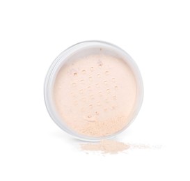 Photo of Loose face powder isolated on white. Makeup product