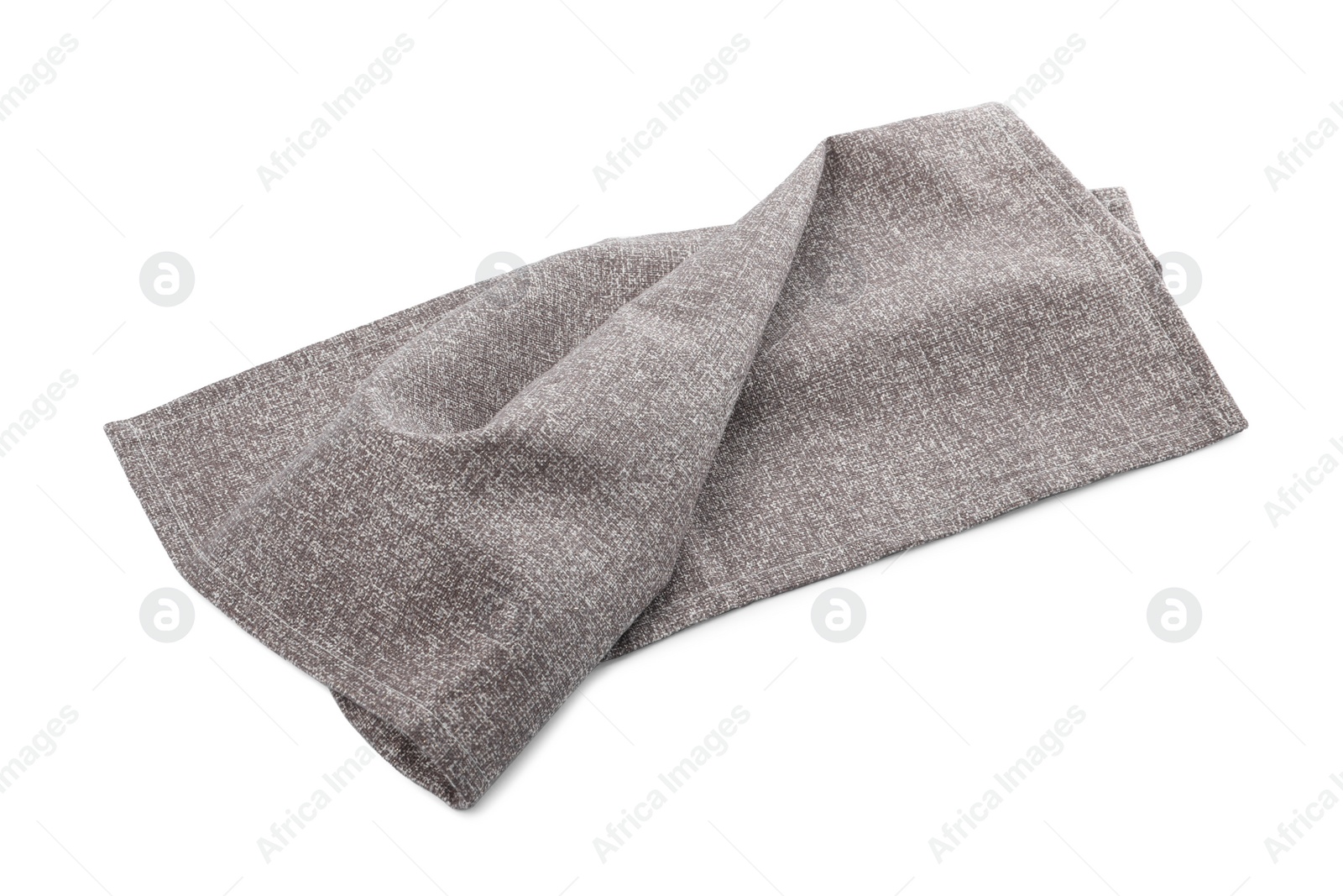 Photo of One grey kitchen napkin isolated on white