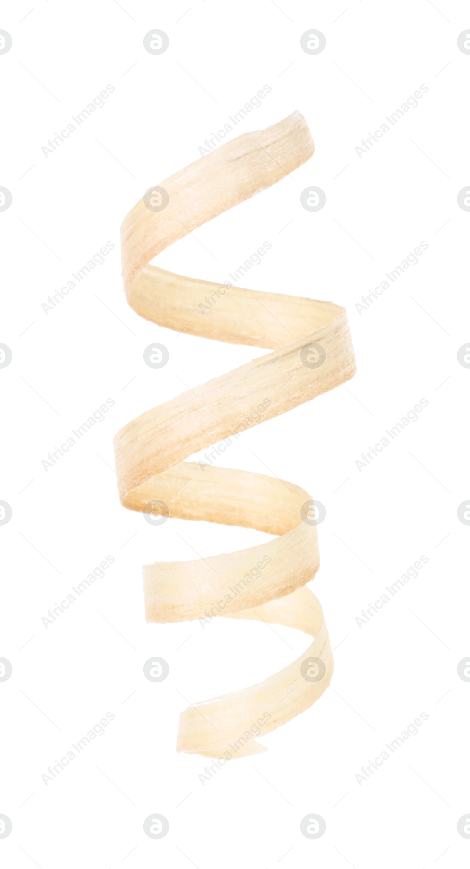 Photo of One shaving of wood isolated on white