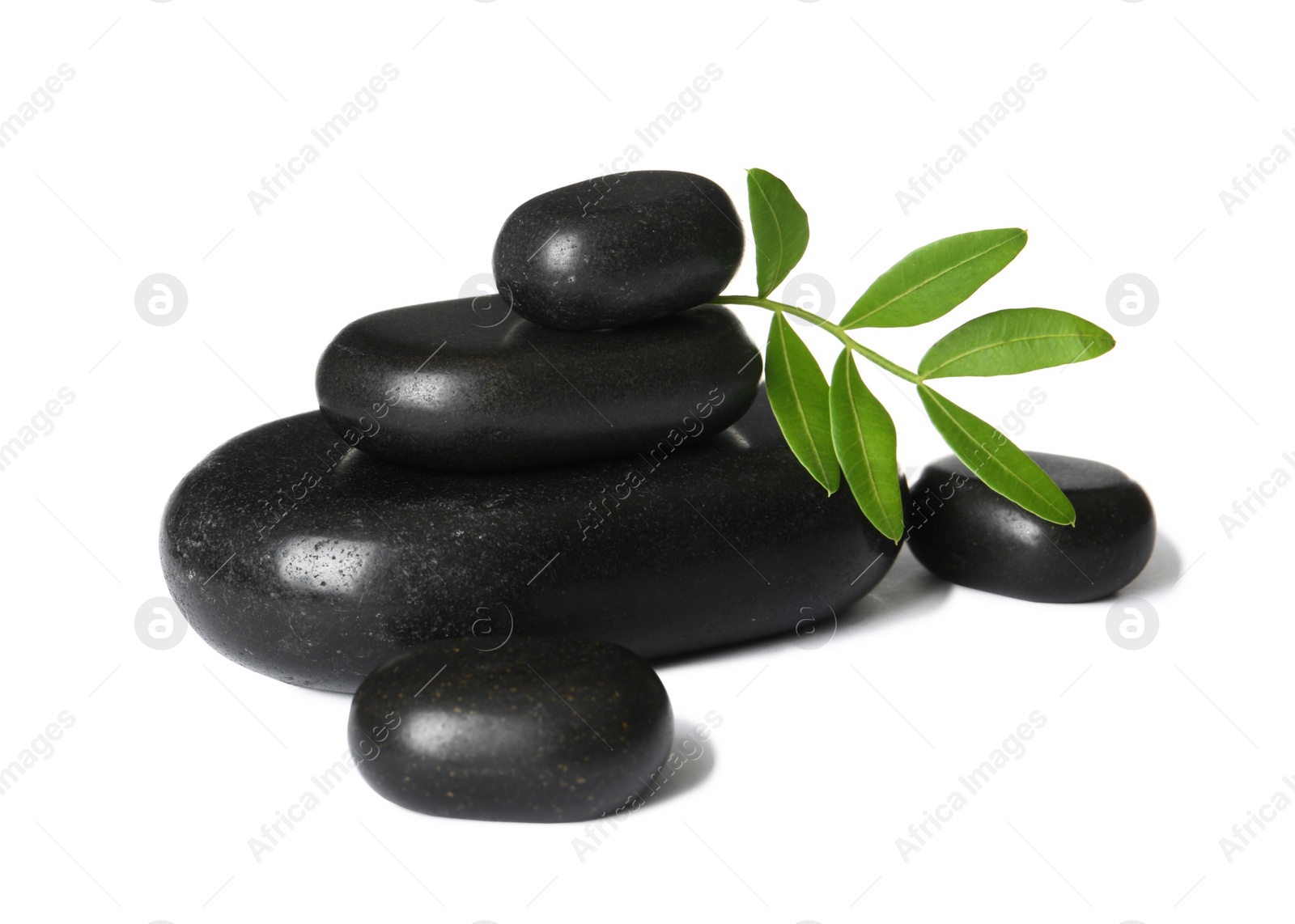 Photo of Composition with spa stones on white background