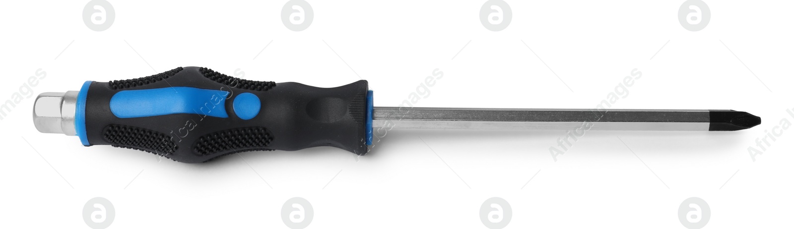 Photo of One screwdriver with color handle isolated on white