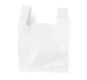 Photo of One plastic bag isolated on white, top view