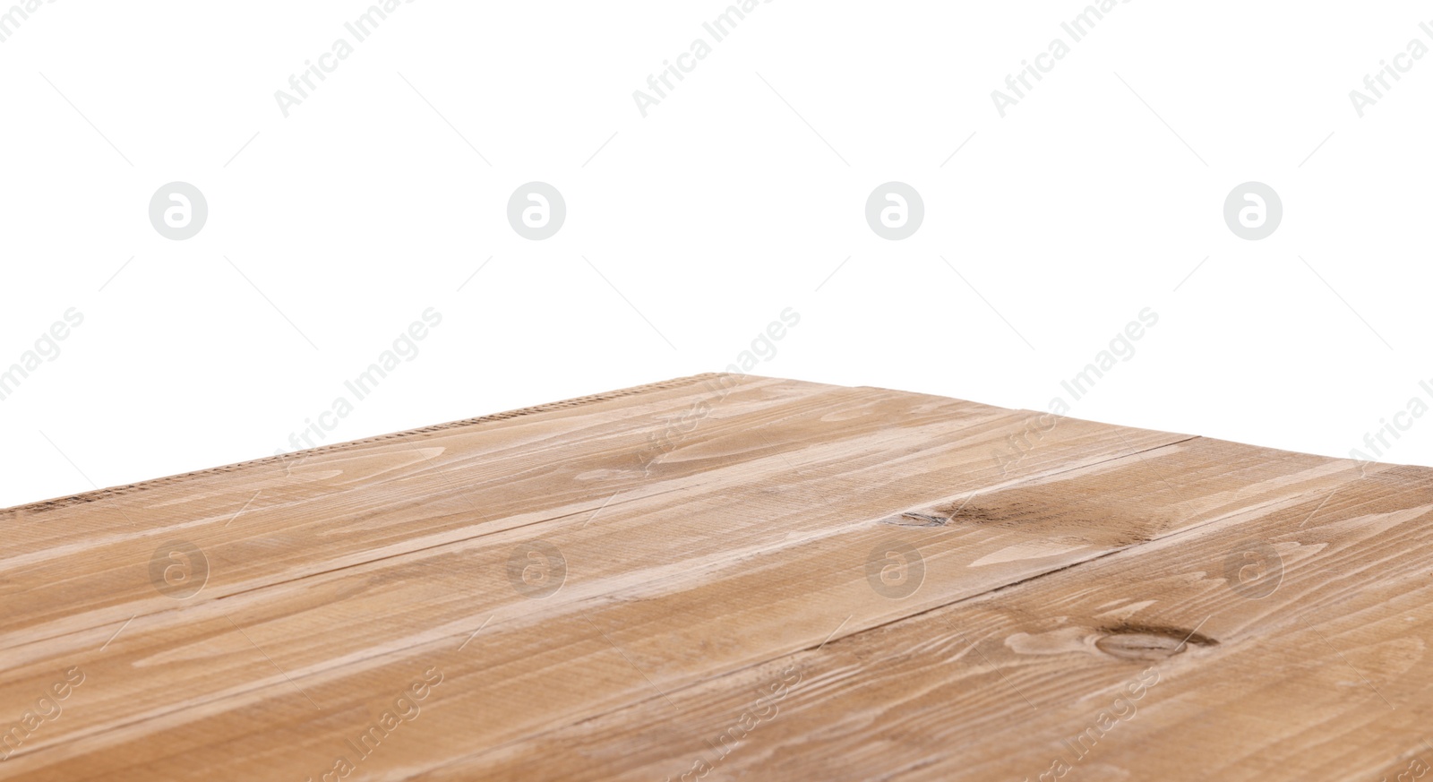 Photo of Empty light brown wooden table isolated on white