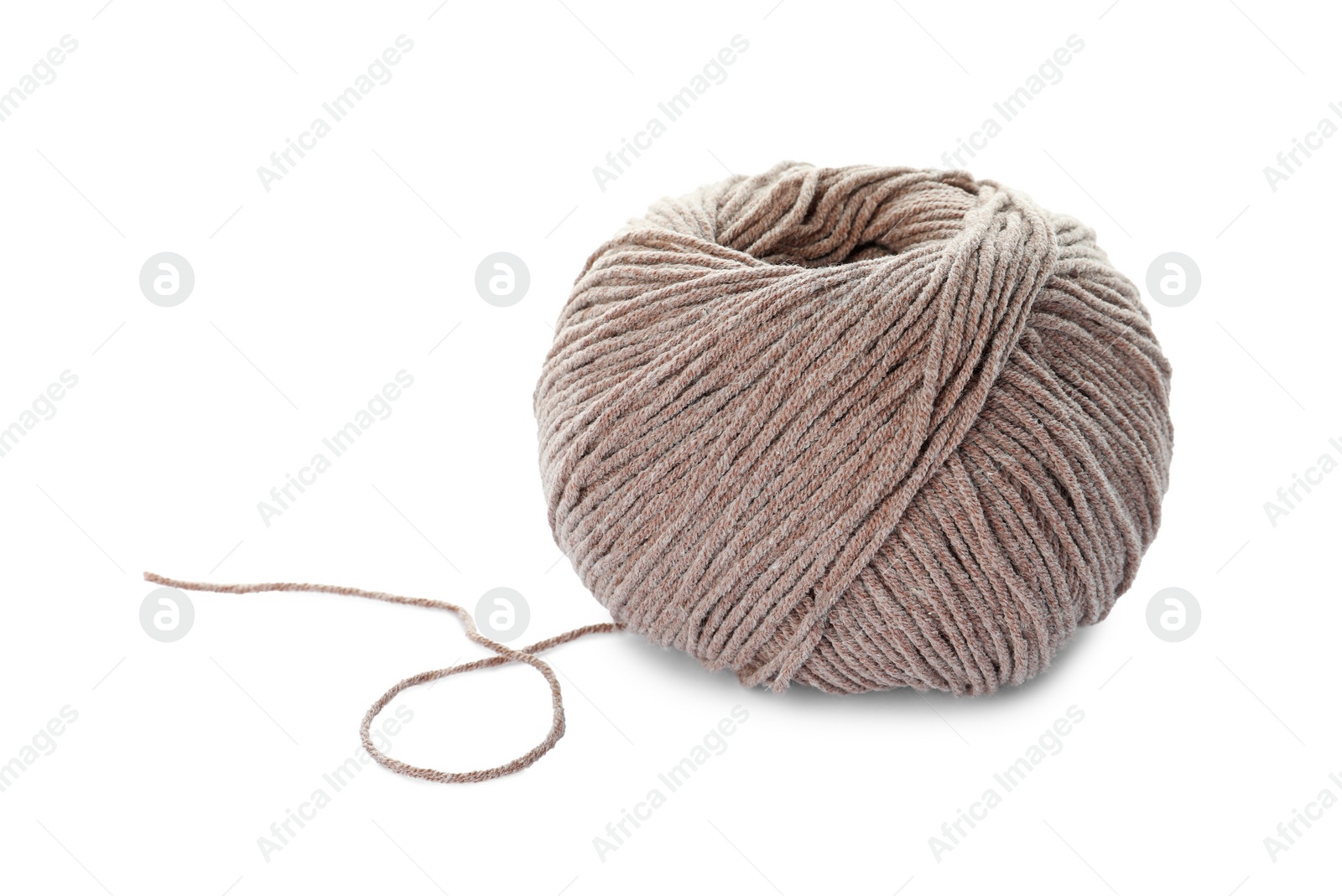 Photo of Soft light brown woolen yarn isolated on white