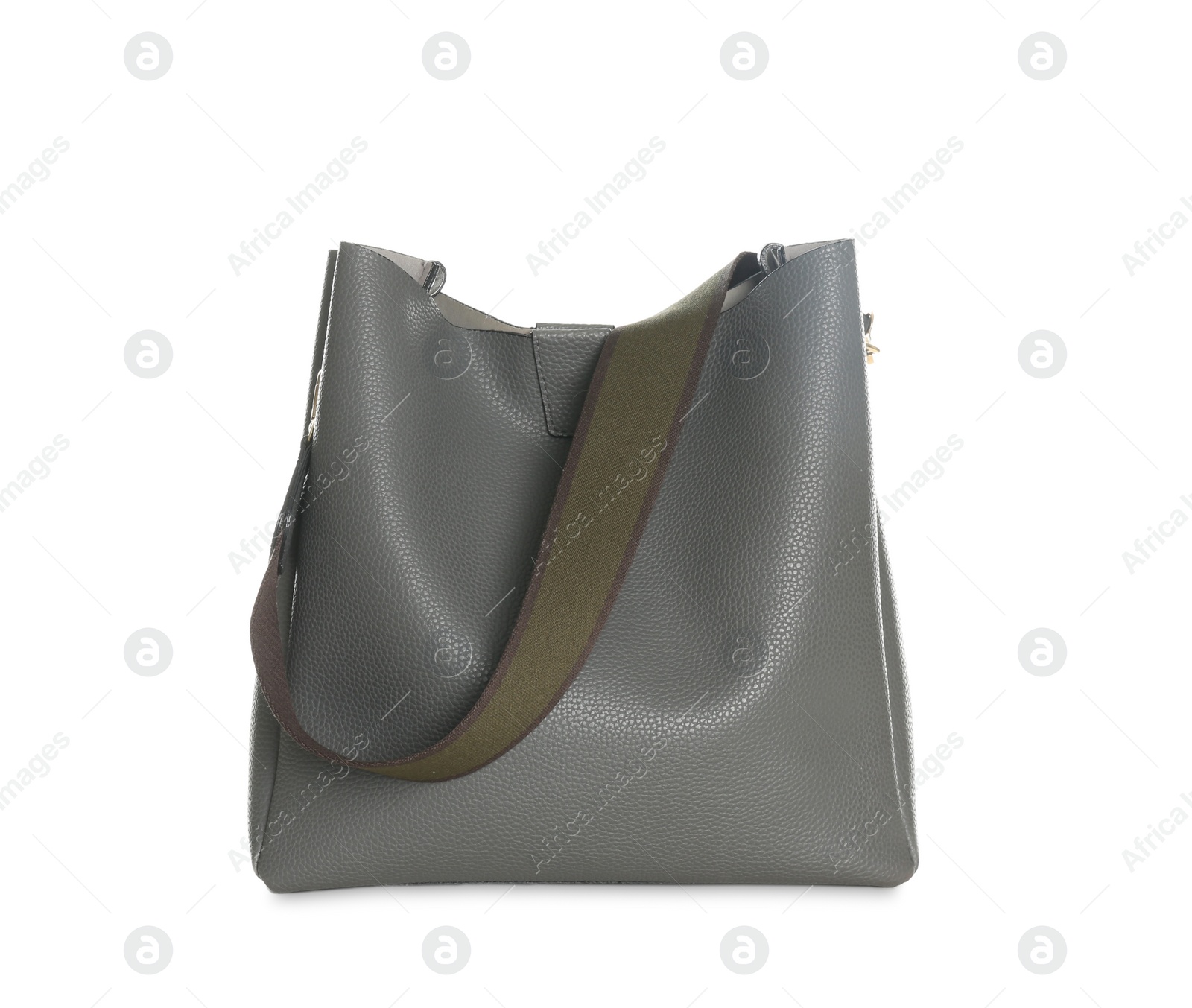 Photo of Stylish grey woman's bag isolated on white