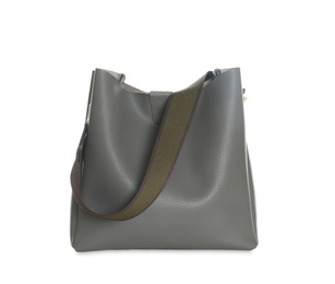 Stylish grey woman's bag isolated on white