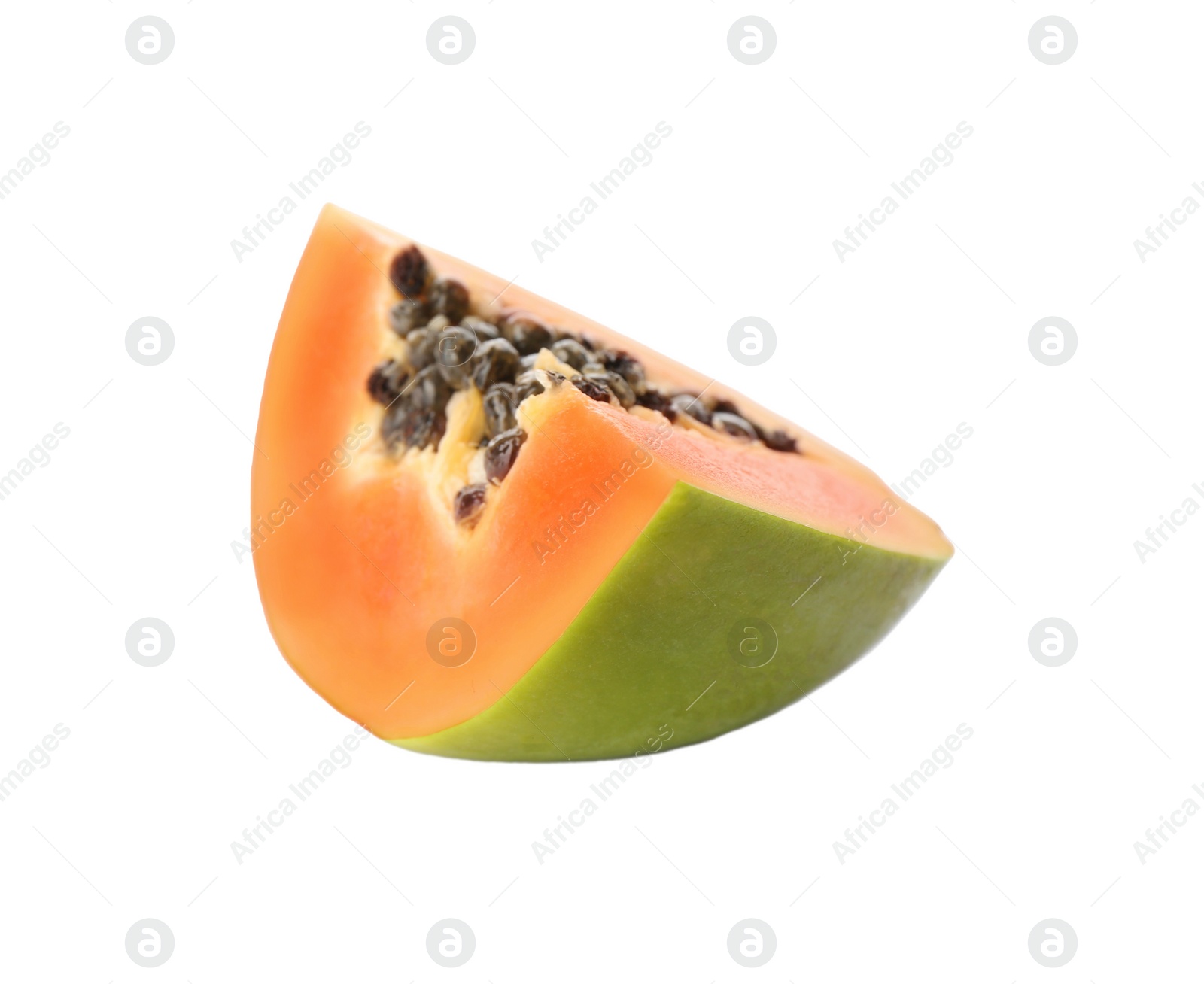 Photo of Fresh ripe papaya piece isolated on white