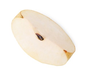 Photo of Slice of fresh apple pear isolated on white, top view