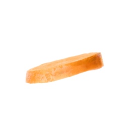 Photo of Slice of ripe carrot on white background